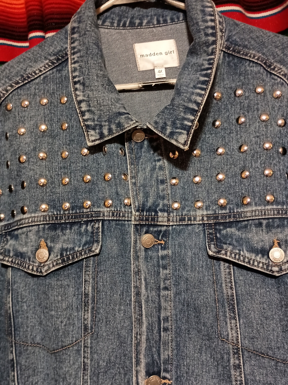 NWT Madden Girl Studded Blue Denim Jacket 4X - Picture 2 of 8